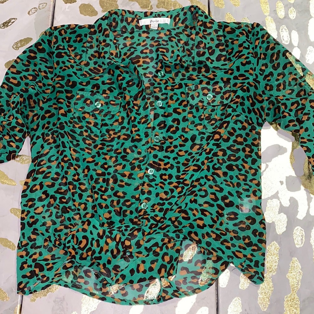 Mesh Animal Print Top